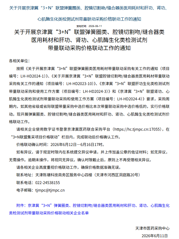 VBP Update: Beijing-Tianjin-Hebei “3+N” Alliance Stapler Volume-Based Price Linkage Opens — BBT Medical